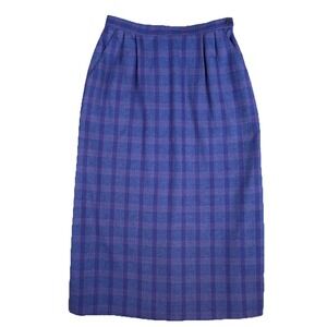 VTG Pendleton Wool Skirt Purple Plaid Sz 8‎ Pleated Midi USA Preppy Academia 80s